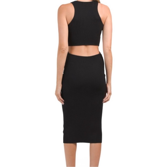 NEW House of Harlow 1960 Black Ribbed Midriff Cutout Bodycon Midi Dress - XS - Picture 2 of 15